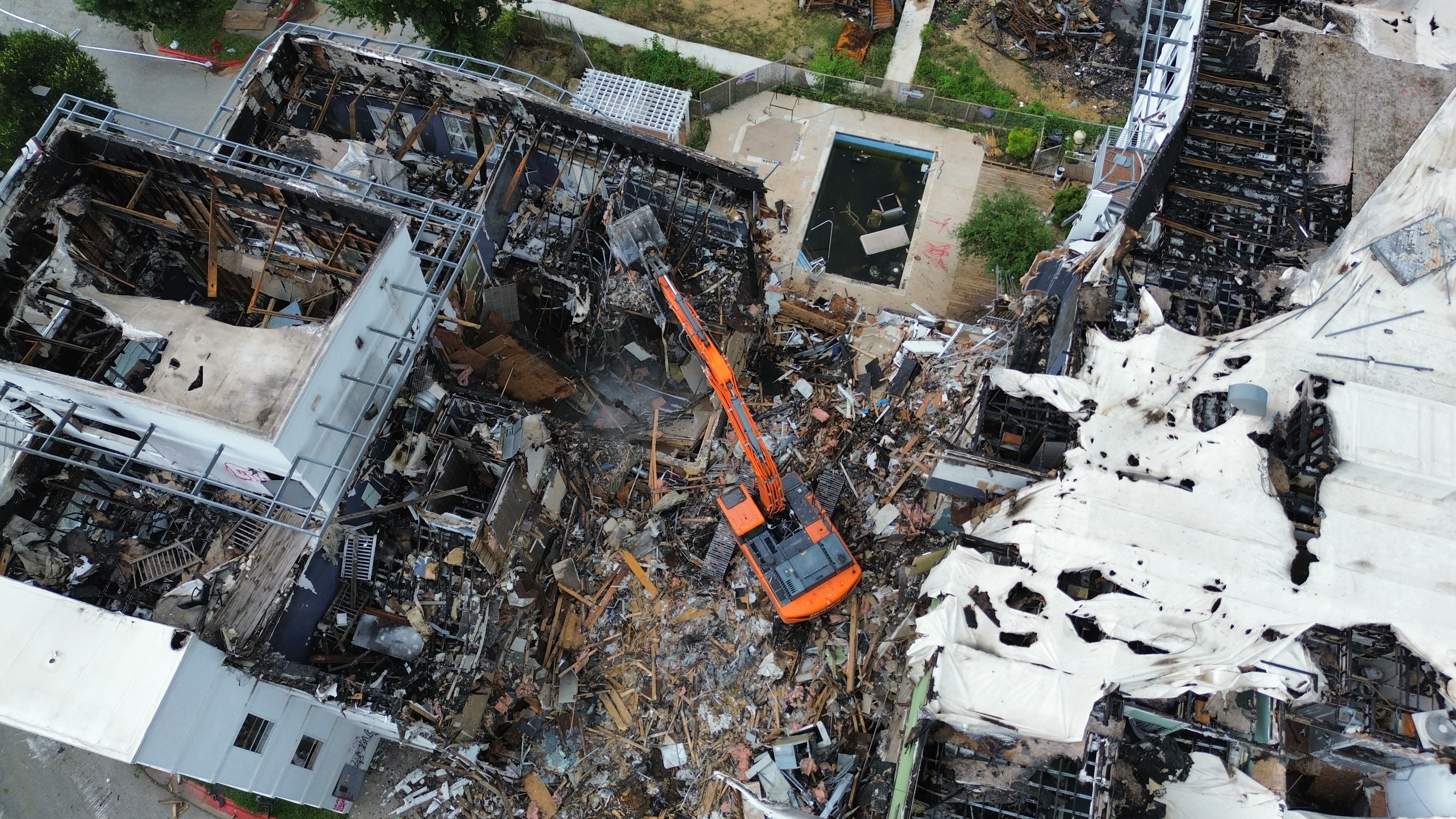 Aerial view of a commercial demolition project